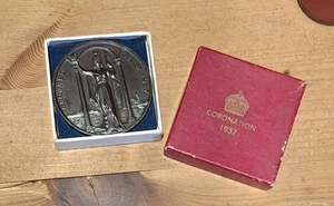 1937 King George VI & Queen Elizabeth Bronze Coronation Medal In Original Box - Picture 1 of 5