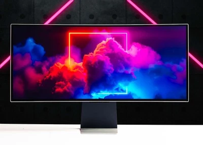 SAMSUNG 34 Odyssey G85SB QD-OLED Ultra WQHD Curved 175Hz LS34BG850SNXZA - Silver - Image 1 of 4