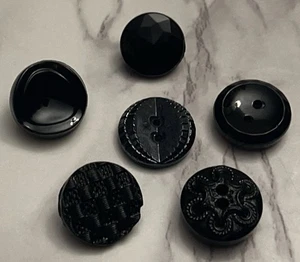 Vintage Czech Black Glass Buttons Button Lot 138-39 - Picture 1 of 11