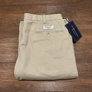 NUOVO Polo Ralph Lauren Pantaloni Chino Andrew Big Tall Beige Uomo Taglia 36x36 Pieghettato - Foto 1 di 20