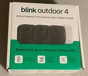 Blink Outdoor 4 Three Camera System w/Sync Module New B0DHLQT3CG 840414673809 - Picture 1 of 4