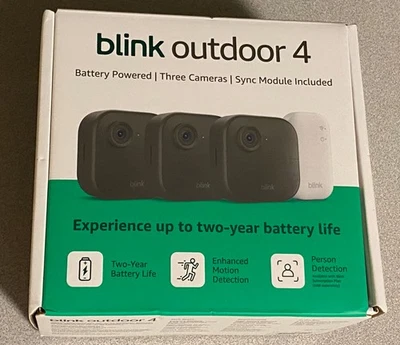 Blink Outdoor 4 Three Camera System w/Sync Module New B0DHLQT3CG 840414673809 - Image 1 of 4