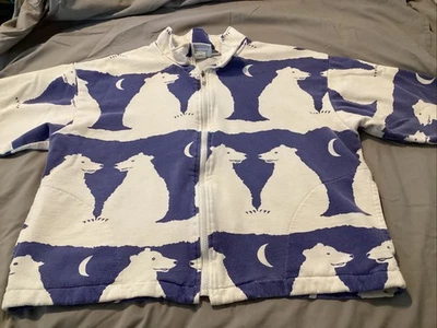 Chaqueta de Colección Michigan Rag Co Cremallera Completa Osos a la Luz de la Luna Diseños Originales L Foto 1 de 4