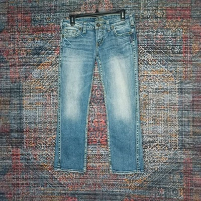 Jeans plateados para mujer desgastados oscuros Frances capris 29 Foto 1 de 4