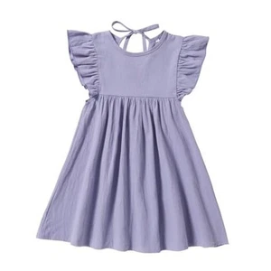 Baby Girl Toddler Dress Girls Summer Dresses Cotton 2-3T #2 Backless Purple - Picture 1 of 7