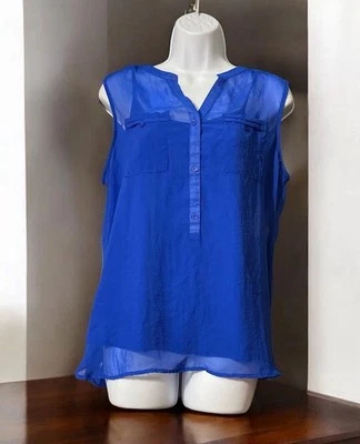 Blusa feminina Covington azul poliéster forrada sem mangas tamanho G - Imagem 1 de 4