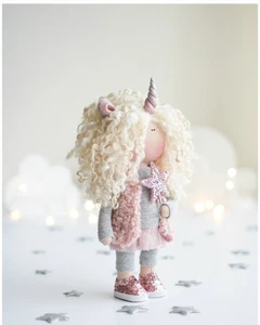 MUÑECA HECHA A MANO UNICORNIO ROSA peluche suave, regalo de navidad, linda y tierna - Imagen 1 de 5