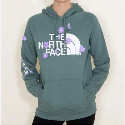 THE NORTH FACE женщин XS зеленый лаванды цветы пуловер толстовка с капюшоном уютный Gorpcore - Изображение 1 из 4