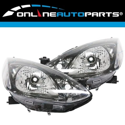 LH+RH Black Headlights Pair for Mazda 2 Japan-Built DE Genki Maxx Neo 2007~2014 - image 1 of 4