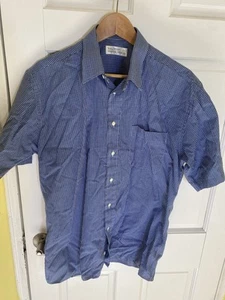 Marks & Spencer size M blue short sleeve button down casual shirt Made In UK - Picture 1 of 6