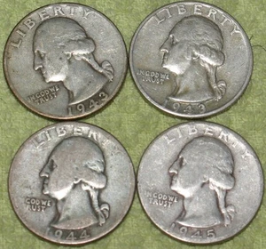 1943, 1943-D, 1944 & 1945. Washington Quarters - Picture 1 of 2