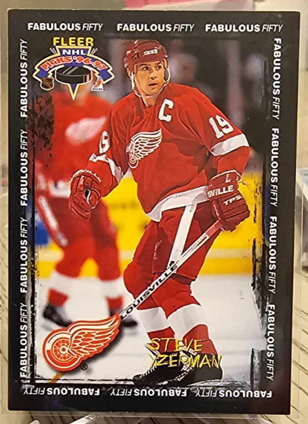 1996-97 Fleer NHL Picks Fabulous Fifty Steve Yzerman #49 Detroit Red Wings - Image 1 of 2