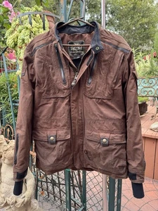Roland Sands Motorcycle Jacket Waxed Cotton Large Brown Leather RSD - Picture 1 of 11
