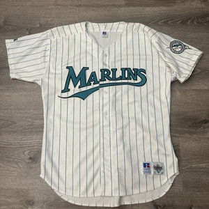Vintage Auth Florida Marlins Russell Athletic Pinstripe Jersey Size 48 RARE 90’s - Picture 1 of 11