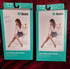 2 Pair Juzo 30-40 mmHg 2102 Sheer Compression Stockings Beige 15020 IV OT - Picture 1 of 6