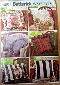 BUTTERICK Waverly UNCUT Pattern 6097 Throw 8-Pillows Square Round Heart Ruffle - Picture 1 of 10