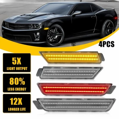 4pcs Amber Red Front Rear Side Marker Signal Lights For 2010-2015 Chevy Camaro - Image 1 of 4