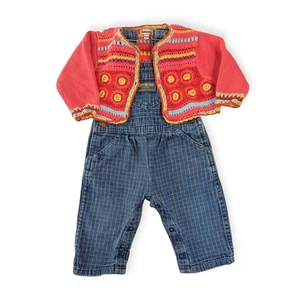 Mono OshKosh Vintage 6-9 MOS y conjunto de cárdigan crochet Catamini coordinador - Imagen 1 de 8