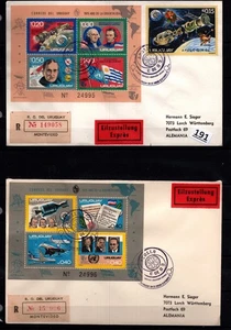 /// URUGUAY - 2 R-FDC - SPACE - PLANES - FAMOUS PEOPLE - APOLLO  - Picture 1 of 1