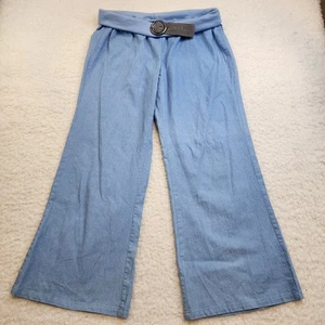 Vintage Retro Handmade Wide Leg Light Weight Pants M Pull On Sweat Band Belt - Bild 1 von 8