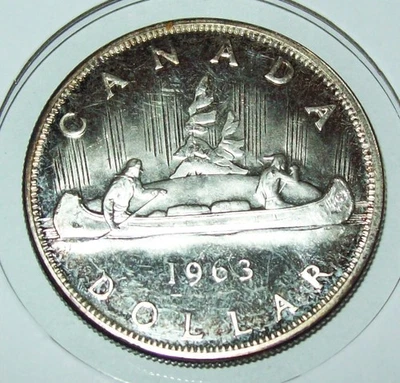 1963 Canada Silver Dollar Queen Elizabeth Coin $1 One Dollar - Image 1 of 2