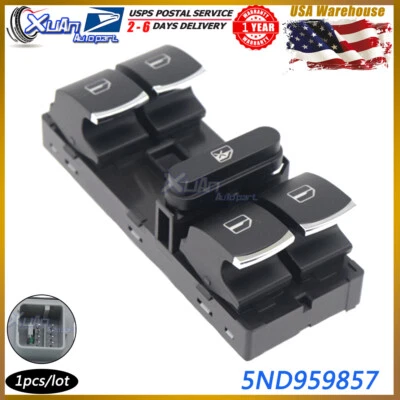 Interruptor de ventana eléctrica maestro del lado del conductor 5ND959857 para JETTA GOLF GTI PASSAT 05-17 Foto 1 de 4