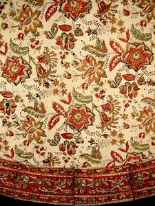 Mantel redondo de algodón estampado en bloques Jaipur 72" colores otoño - Imagen 1 de 2