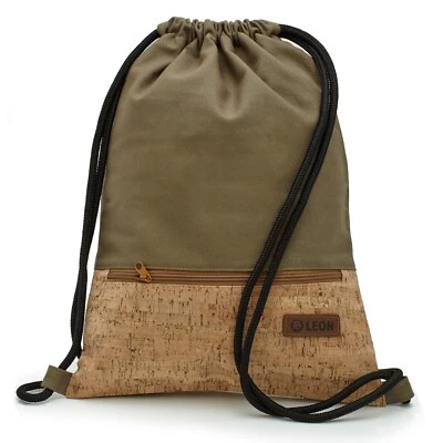 Leon By Bers Premium Turnbeutel Rucksack 35x45cm "OLIVE KORK" - Bild 1 von 4