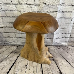 40cm x 30cm Wooden Mushroom Toadstool Sculpture Garden Teak Root Ornament Carved - Picture 1 of 9