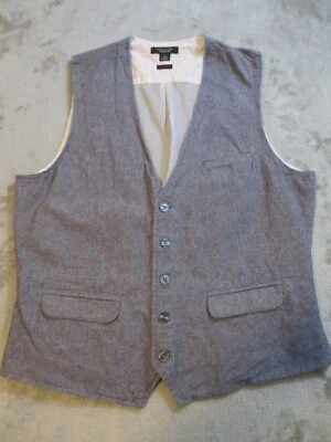 Structure Denim Vest Mens Large Gray Slim Fit Button Lined Cowboy Western Rodeo - Image 1 of 4