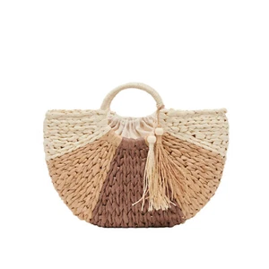 Dolce Vita Estelle Summer Brown Natural Raffia Woven Straw W/Tassel Shopper Tote - Picture 1 of 7