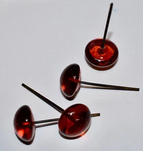 AMBER TORTOISE COLOR GLASS HEADPINS * 16MM  HIGH DOME GLASS * metal pin 1 inch + - Picture 1 of 2