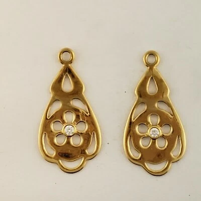 Pandora 14 quilates oro amarillo medallón pendiente dijes con diamantes Foto 1 de 4