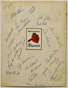1963 Milwaukee Braves (23 sigs) Signed Team Sheet 9.5 707931 - Picture 1 of 2