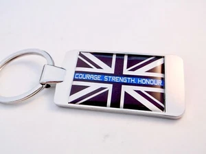 Dünn Blaue Linie Courage Stärke Honour UK Polizei Schlüsselanhänger Öffner Badge - Picture 1 of 27