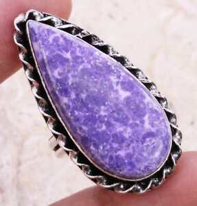 Purple Agate Art Piece 925 Silver Plated Ring of US Size 7.25