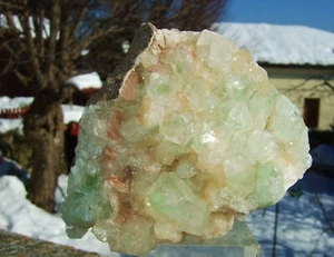 - Minerali Grezzi Cristalloterapia - APOFILLITEverde con STILBITE (75) india - Picture 1 of 6