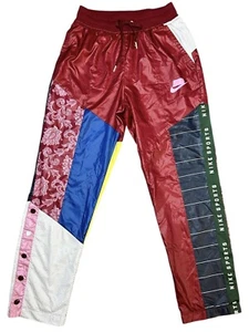 NIKE SPORTSWEAR NSW Track Pants Size SMALL Red Color block Mix-Match Warm Ups - Picture 1 of 17
