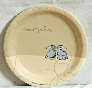 SWEET PRINCE 8- PAPER DESSERT PLATES 6-3/4" DIAM. BABY SHOWERS PARTY SUPPLIES - Picture 1 of 1