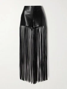 Gonna corsetto vera pelle frange gonna pelle frange lunghe cintura punk retrò - Foto 1 di 2