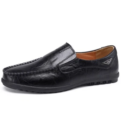Genuine Leather Men Casual Shoes Loafers Moccasins Breathable Slip on Boat Shoes - Image 1 of 4