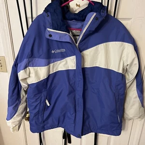 Columbia Women’s Winter Jacket Warm RN69724 Size Xl Blue And White With Hood A+ - Picture 1 of 7