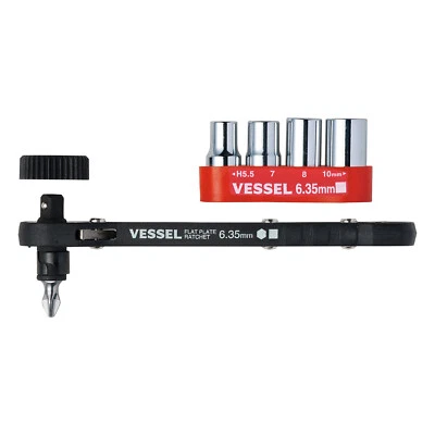 Vessel Flat Plate Ratchet Socket Screwdriver set TD-72 4 Socket set Hex 6.35mm - Image 1 of 4