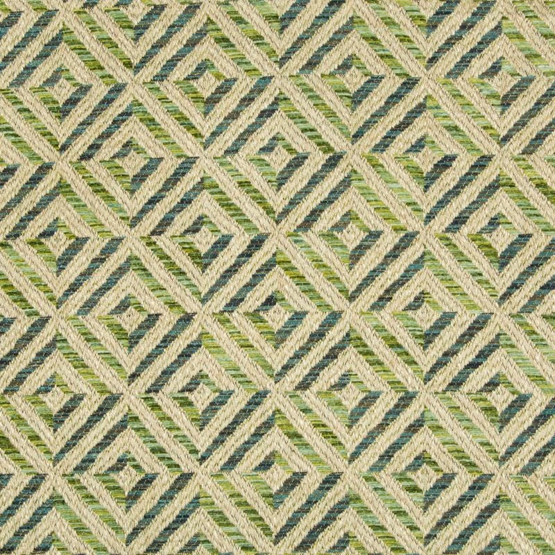 Lee Jofa Geometric Uphol Fabric- Verbier Diamond / Leaf, Teal 1 yd 2017130.533 - Image 1 of 1