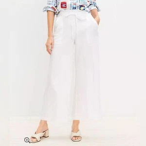 LOFT High Rise Cotton Linen Pull On Wide Leg Pants Sz XL - Picture 1 of 12