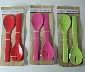 Hallmark Melamine Serving Spoon & Fork Buffet Catering Party Salad Flatware Set - Picture 1 of 5