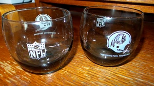 Two Beautiful NFL Washington Redskins 3" Smoked Low ball Glasses Vintage Logo - Picture 1 of 5