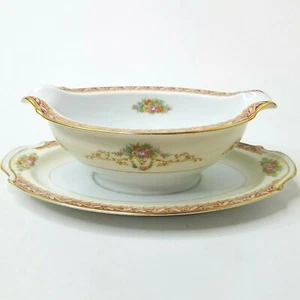 ROSE CHINA Gravy Boat Attached Underplate From Occupied Japan Vintage 1940s - Picture 1 of 9