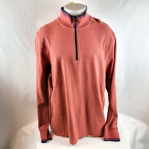 LL Bean Sweater Mens Large Tall Red Pink Quarter Zip Pullover Traditional Fit - Picture 1 of 7