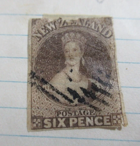 1856 Old Antique Stamp, NEW ZEALAND, SC#11a, 6 Penny Cover